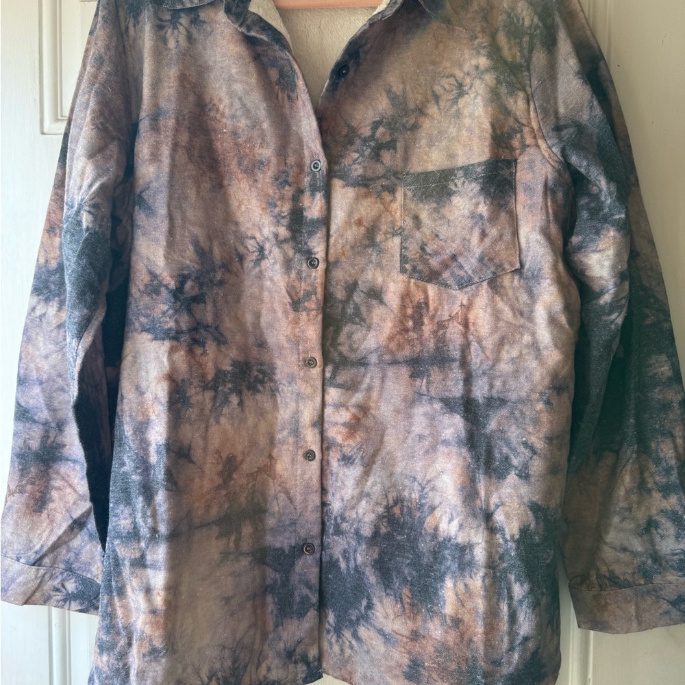 Tie-Dye Fleece lined Button-Up Shirt
